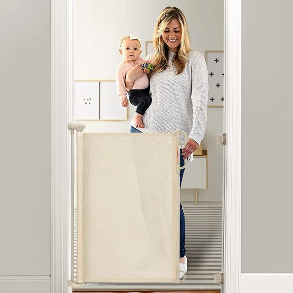 Retractable Baby Gate 33" Tall Expands to 55" Wide Indoor Outdoor Child Safety C - Picture 1 of 7
